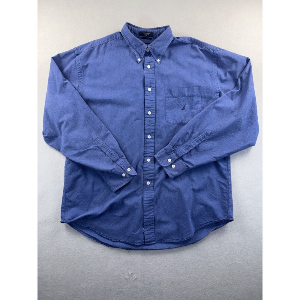 Nautica Men's 100% Cotton Blue Button Down Shirt XL